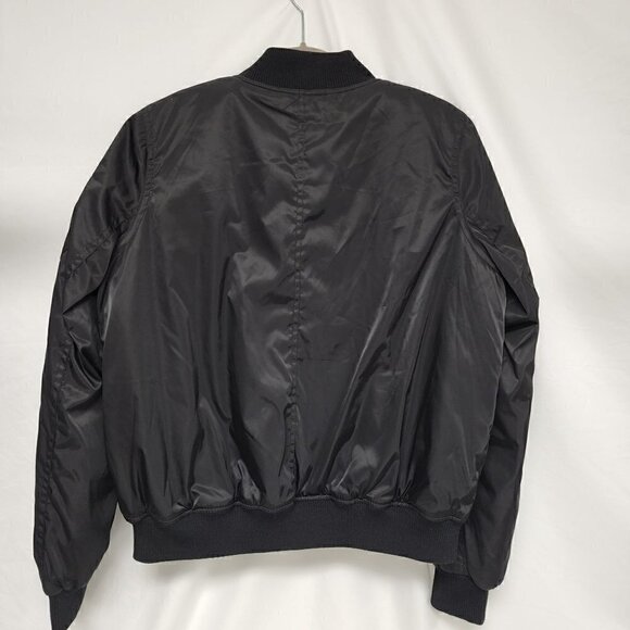 Steve Madden Black Lace Up Bomber Jacket L - Picture 7 of 9